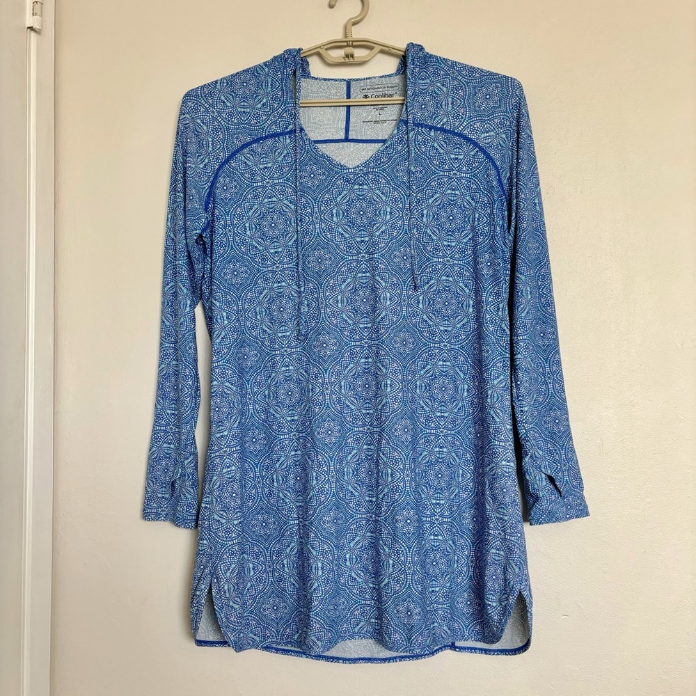 Coolibar Women's Seacoast Swim Cover-Up Dress UPF 50+ Size Large Mosaic Pattern